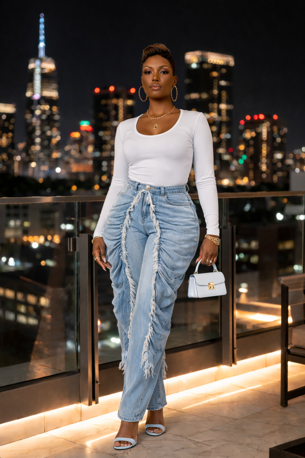 Statement Drape Fringe Denim