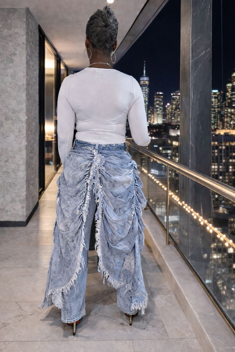 Statement Drape Fringe Denim